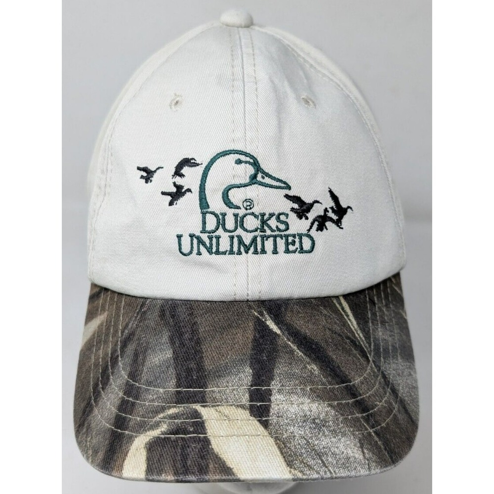 Ducks Unlimited Hat Cap Camo Beige Men's Hunting Camouflage Hunter VTG DU Leader